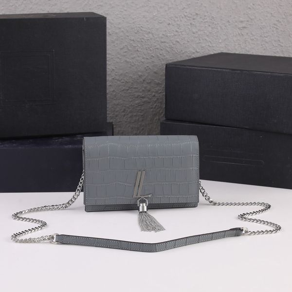 

10a kate 20cm tassel bag women classic fashion female handbag medium capacity chain bags crocodile pattern genuine leather shoulder bag cros