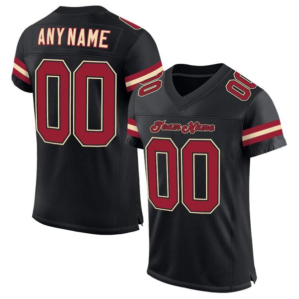 

custom black cardinal-cream mesh authentic football jersey