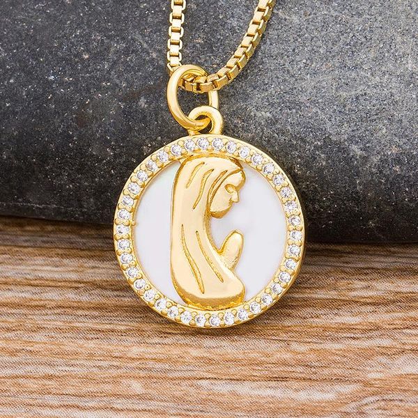 Anhänger Halsketten Top Qualität Gold Farbe Jungfrau Maria Halskette Kirche Christian Gebet Jesus Religion Collier Charme Hochzeit Schmuck GeschenkePend