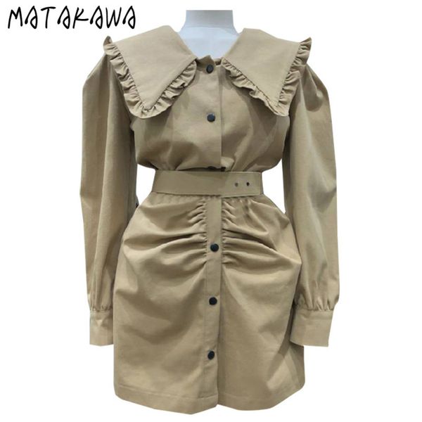 

sweet temperament femme robe korea spring women dress solid color lapel long sleeve slim waist vestido 210506, Black;gray