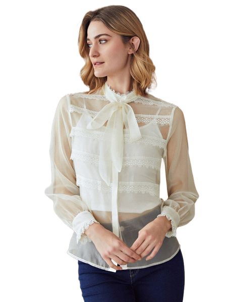 

motf premium guipure see through b0mh#, White