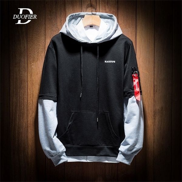 

autumn cool sweatshirt men hip hop patchwork pullover contrast hoodies sportswear long sleeve sweatshirt male street 201201, Black