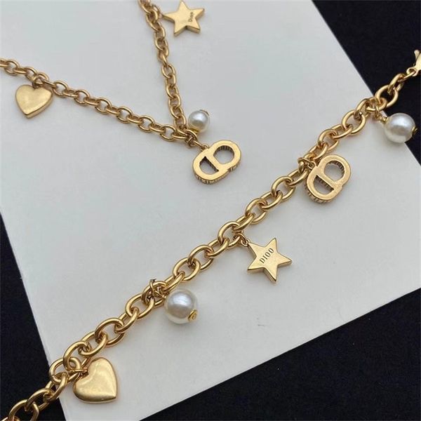 

pearl star love diamond inlaid necklace simple trend multi-element bracelet, Black