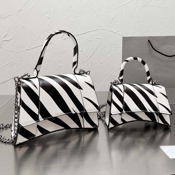 Bolsa Tote Clássica Bolsa de Corpo Transversal Bolsa de Ombro Bolsa Animal Print Feminino Couro Genuíno Ferragens de Metal Carta Sinal Aba Fecho Carteira Clutch Alta Qualidade