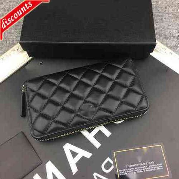 

brand design 0877 letter luxury plaid cc chain clutch lambskin diamond pattern pouch women's le boy long wallet real leather purse zipp, Red;black