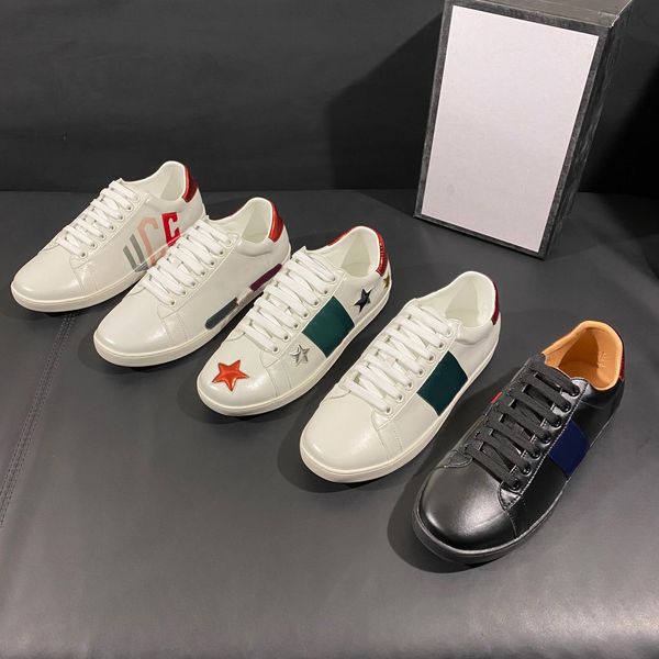 

designer shoes men women sneakers chaussures leather trainers embroidery stripes sneaker walking sports shoe size 35-47, Black