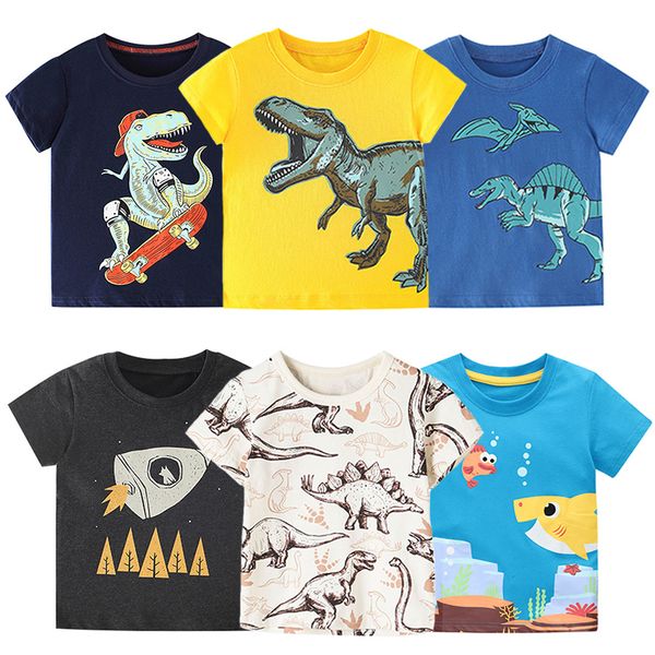 

dinosaur baby boy cotton t shirts summer kids clothes tshirt for children short sleeve clothing 2 8 years 220620, Blue