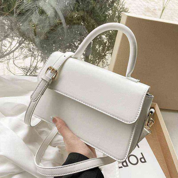 

flap crossbody bags for women simple leather handbags designer sac a main femme female solid color shoulder bag white women bag g220526
