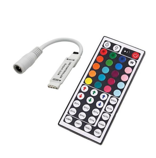 Mini-RGB-LED-Controller mit 44 Tasten IR-Fernbedienung, kabelloser Dimmer für LED
