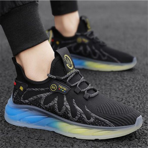 

new classic men shoes round toe lace up trainers outdoors comfortable mens casual sneakers fashion netting cloth sports shoe, Black