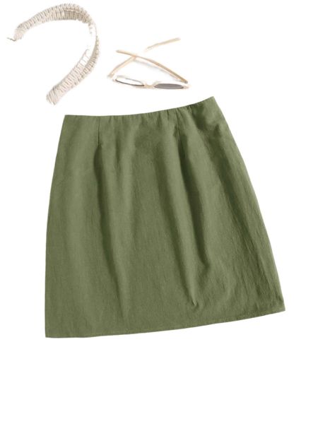 

zipper side solid skirt c8vb#, Black