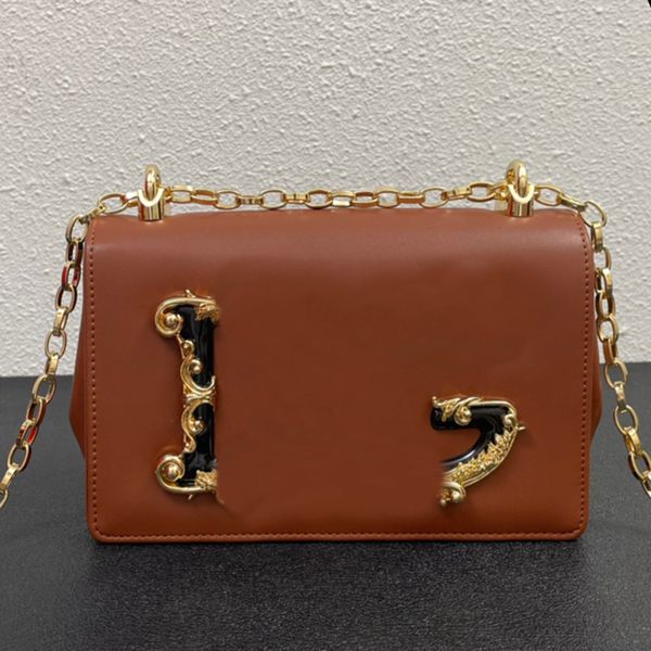 

chains crossbody bags plain message bag frosting flap handbag smooth genuine leather letter floral hasp hardware serpentine fashion women wa