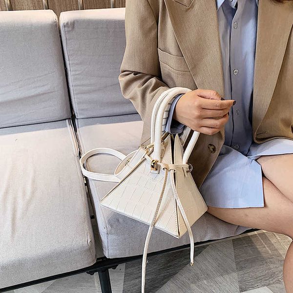 

new fashion bag ins triangle bag drawstring lemon yellow messenger bags women's handbag pyramid bag dinner