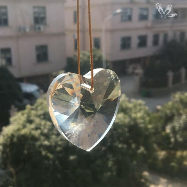 40mm cuore prismi di cristallo lampadario parte ciondolo suncatcher arte del vetro appeso decorazioni per la casa ornamento fai da te sfaccettato