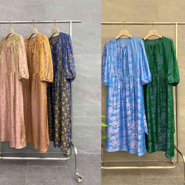 

casual dresses p500560dlm gaoding series printed silk dress, Black;gray