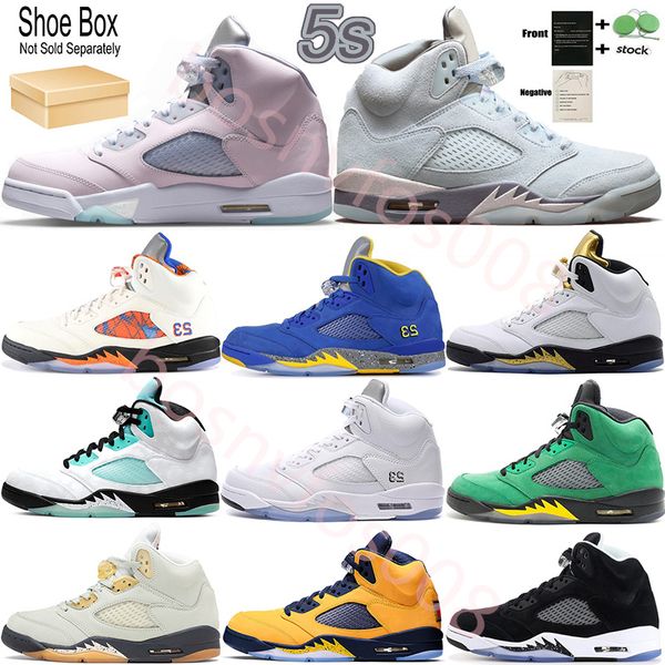 

men jumpman basketball shoes 5s michigan 5 mens racer blue island green jade horizon trainers outdoor sports sneakers metallic silver eur 40