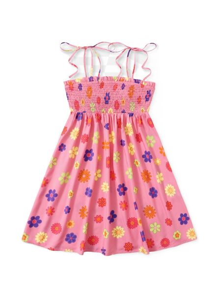 

floral print shirred frill trim tie shoulder cami dress b2u9#, Black;gray