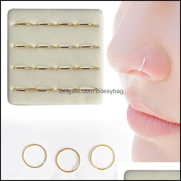 

nose rings studs 8mm ring 925 sterling sier plain hoop piercing 16pcs/pack drop delivery 2021 bdesybag dhnly, Silver