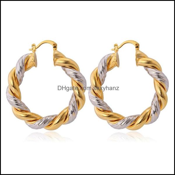 Серьги Hoop Hie Jewelry Gold 18к золото/платиновая покрытая двумя тональными баскетбольными женами для женщин -девочек 598 K2 Drop Delivery 2021 Jok6h