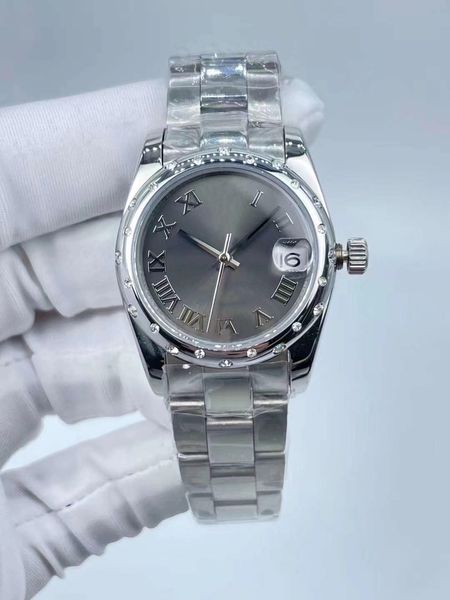 

new version ladies watches 31mm white gray dial sapphire glass 178344 178383 stainless steel bracelet eta 2813 automatic women's watche, Slivery;brown