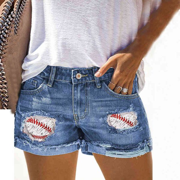 

new 2022 selling street trendsetter baseball cowboy shorts women's, Blue