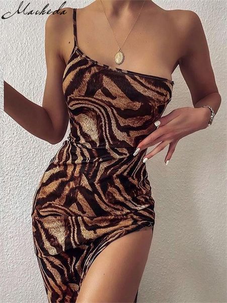 

women fashion one-shoulder sling bodycon dress summer sleeveless print street casual long for party club, Black;gray