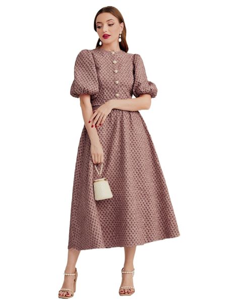 

puff sleeve button front blouse & skirt set 2284#, White