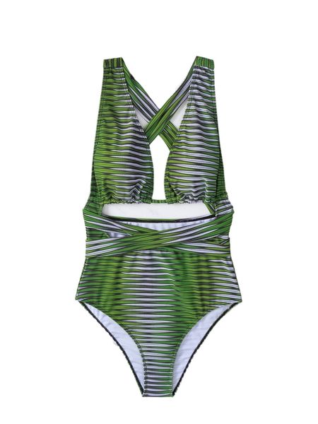 

random geo crisscross cut out one piece swimsuit l6pm#, White;black