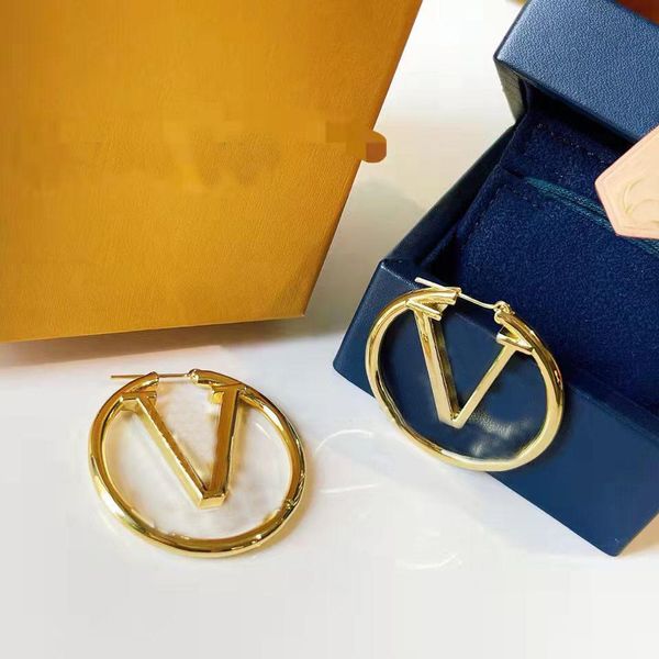 

2022 designer luxury fashion hoop earrings lady women party ear studs wedding lovers gift engagement jewelry with box 01, Golden;silver