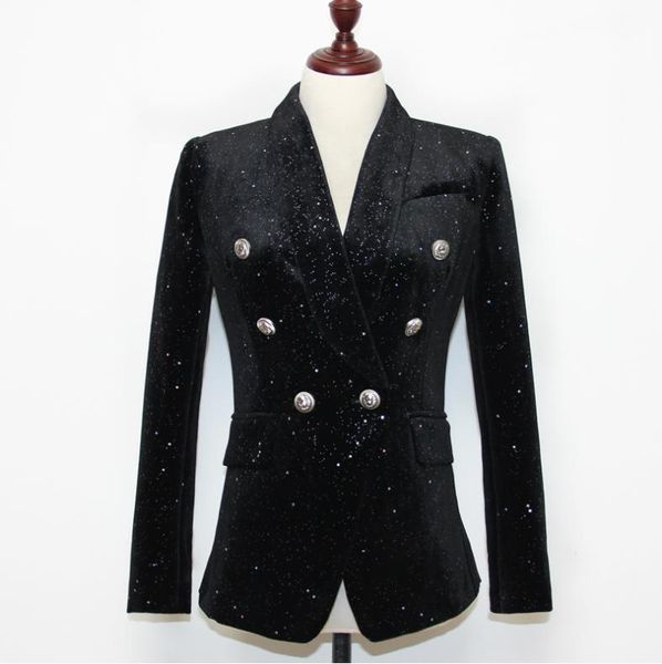 

women's suits & blazers 2022 designer's suit full of stars sequins silver buckle waist velvet small jacket women, White;black