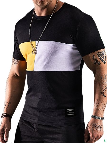 

men colorblock round neck tee s3of#, White;black