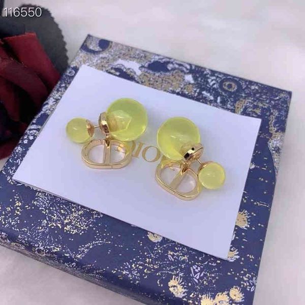 

jewelry family letter pearl female xia xiaozhong light luxury high sense jelly color earrings new in 2022, Golden