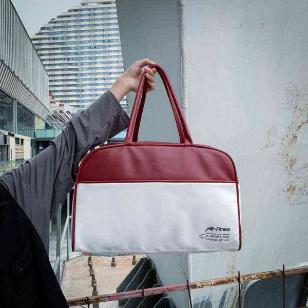

travelling duffle bag gym sport duffel waterproof pu leather weekender bag 220613