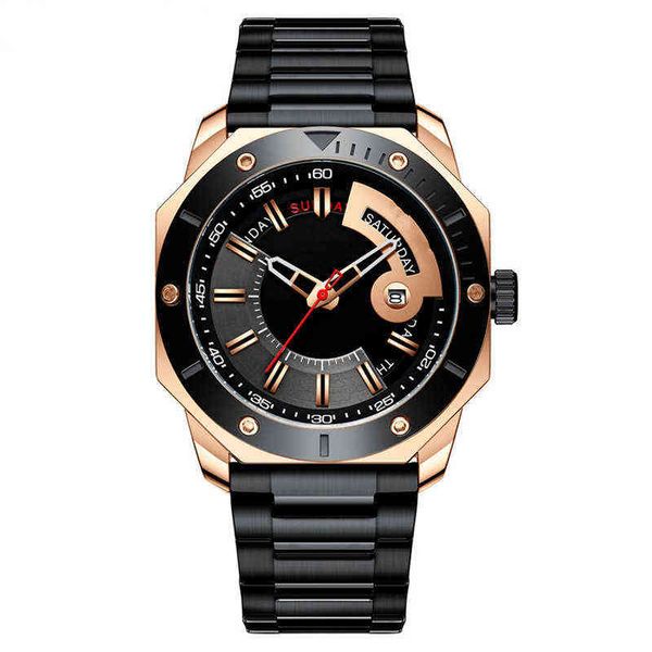 

huiya06 u1 watch iced out watches men grade marine dial automatic galaxy sea wolf steel watch, Slivery;brown