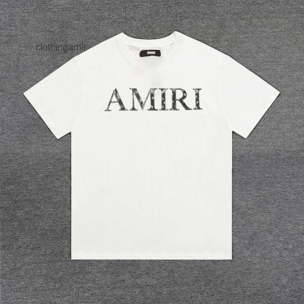 

european and american designer t shirts 2022 amirss fashion brand cashew flower letter lovers men's and women's casual loose short, White;black