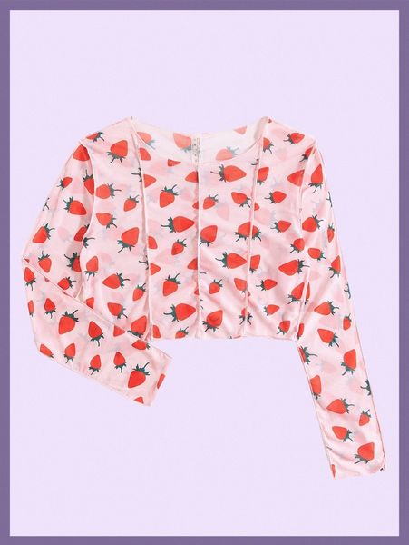 

strawberry print mesh cover up q7gy#, White;black