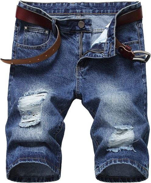 

bulun men's distressed slim fit fashion ripped short jeans casual denim shorts with hole m1yh#, White;black