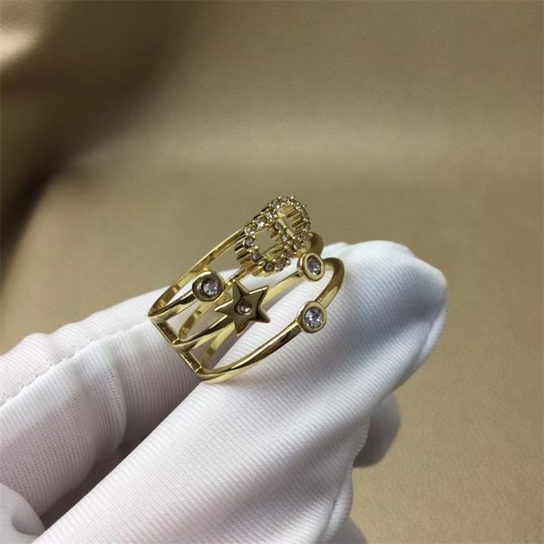 

letter three ring female simple three ring star pair ring, Silver