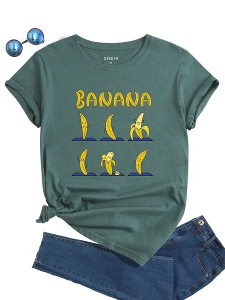 

banana and letter graphic tee f8da#, White