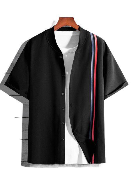 

men striped print shirt without tee u2cs#, White;black
