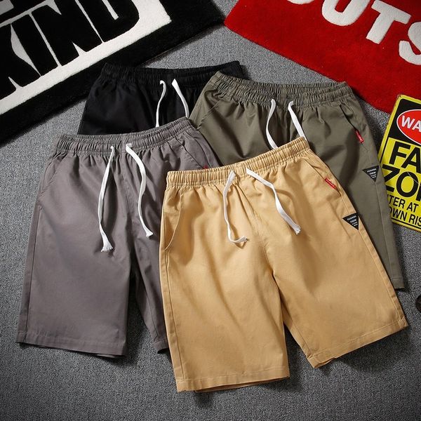 

men shorts casual 2022 men summer clothes knee length drawstring shorts elastic waist men khaki short thin lightweight, Black