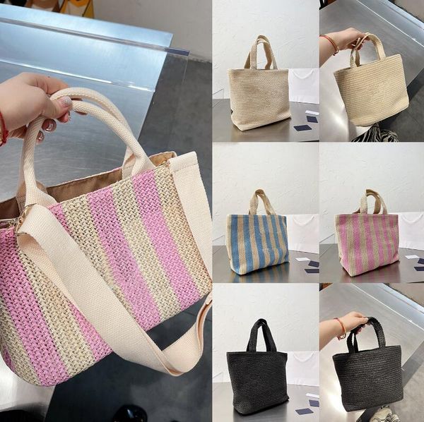 

designer beach straw tote bags shopping bag handbag large capacity shoulder bag weave letters summer travel pocket handbags wallets
