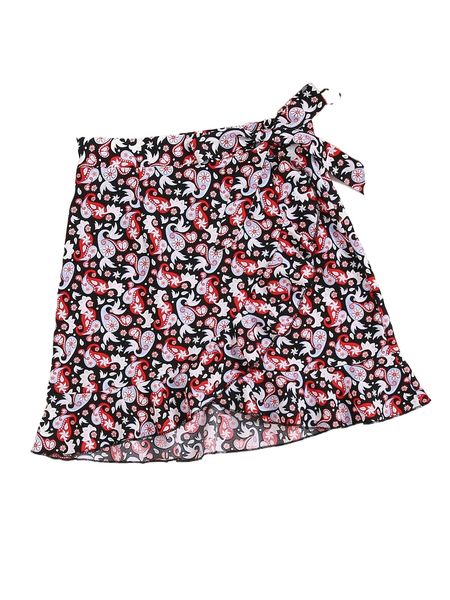 

all over paisley wrap hem skirt y39w#, Black