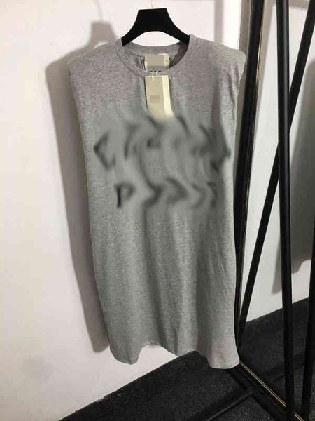 

spring 2022 new minimalist lettered print padded vest dress, Black;gray
