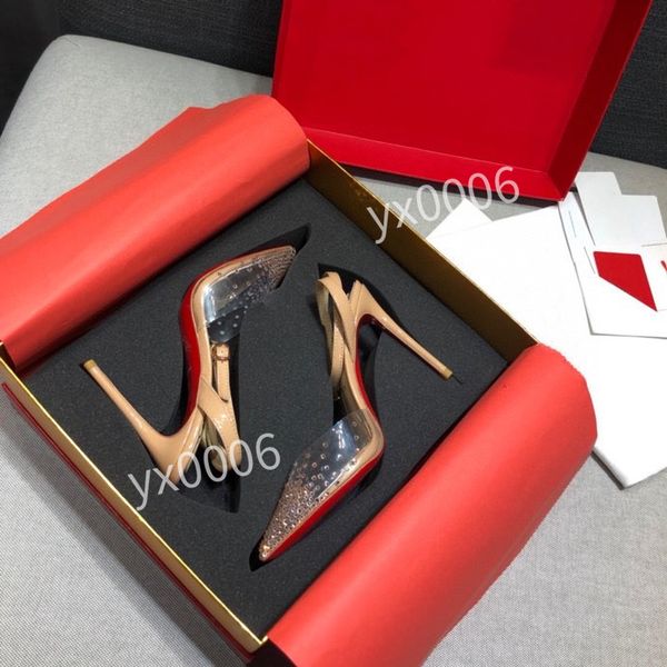 

new women shoes red bottoms high heels pointed toe reded sole pumps office dress shoe nude black shiny hj220603