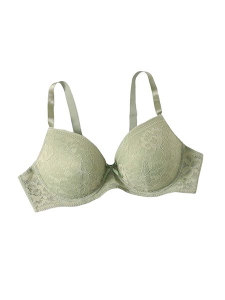 

plus contrast lace push up bra 10eh#, Black;white