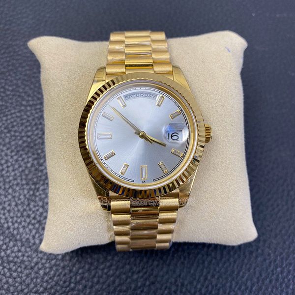 

sunday watch double quickset mint green dial yellow gold president fluted bezel wristwatch watches ombre diamond oyster bracelet datejust me, Slivery;golden