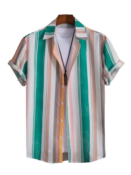 

romwe guys striped shirt without tee v124#, White;black