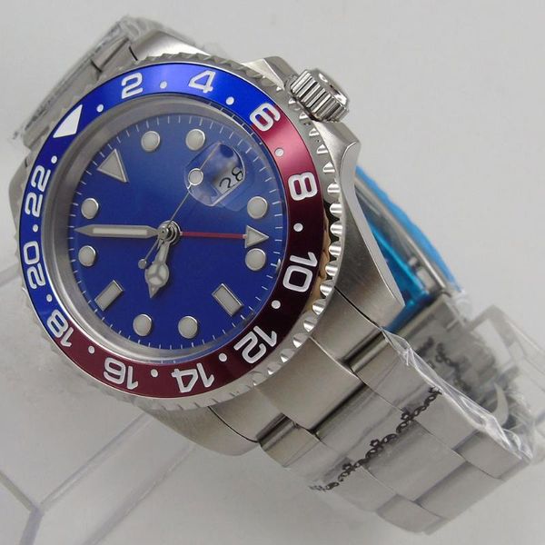 Orologi da polso 43 mm meccanico automatico GMT orologio da uomo quadrante blu vetro zaffiro bracciale Oyster data automatica