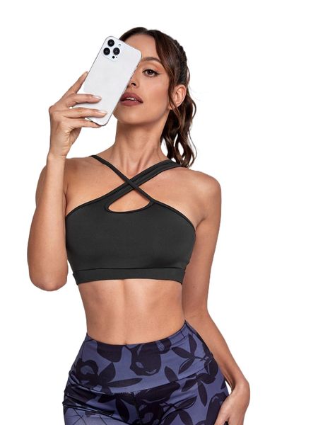 

softness cross front sports bra l1pv#, Gray